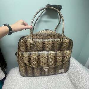Paolo Pascal Laptop Tote Carry On Snake Print/Faux Croc Hand Bag